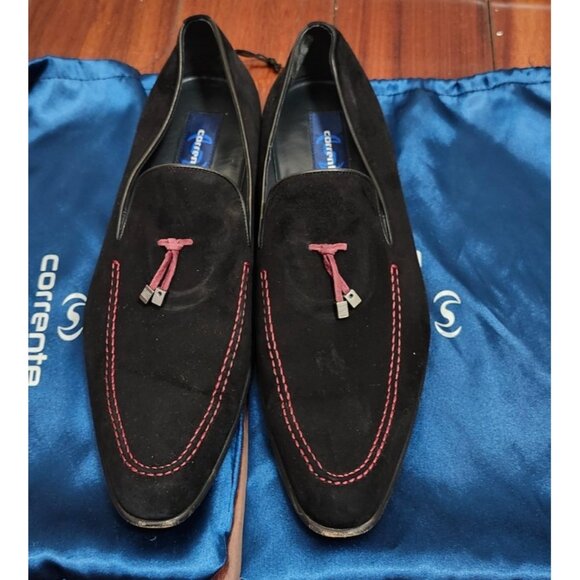 Corrente Pelle line Suede Tassel Loafer   Black + Red Size EU 45 - Picture 2 of 13